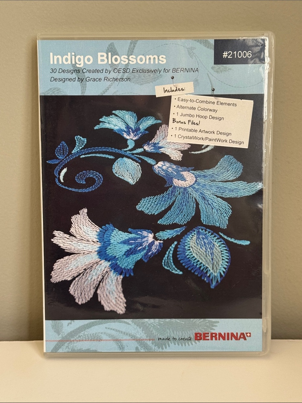 Indigo Blossoms Bernina Embroidery Designs CD Crafter’s Collection #21006